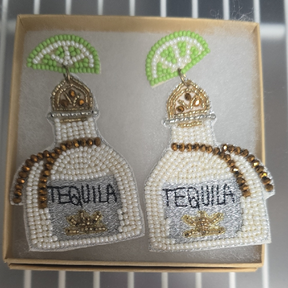 Beaded Tequila Bottle Earrings